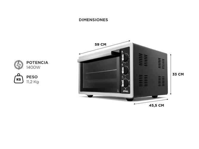 Horno electrico Atma HGA5021N con Grill 50 litros 1400W - 5