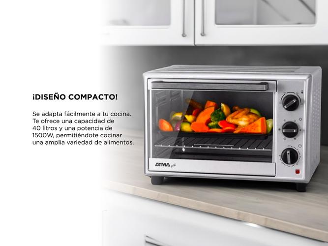 Horno Electrico Grill Atma Hga4022pi 1500W 40L Timer Plateado - 2
