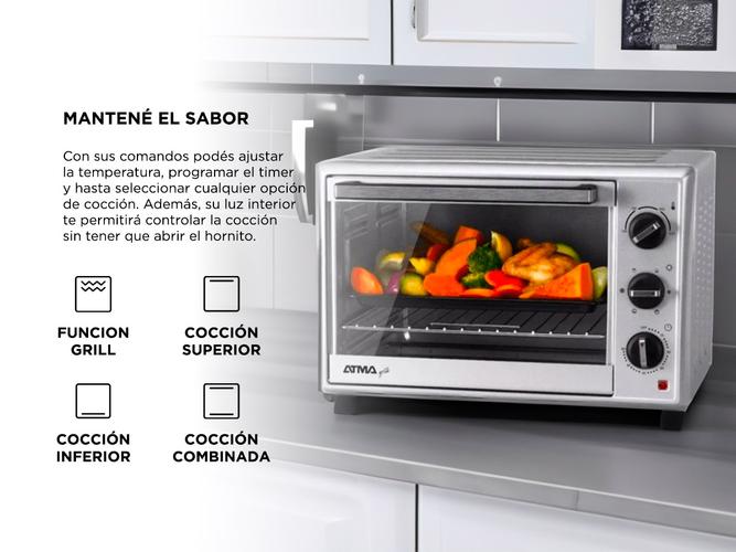 Horno Electrico Grill Atma Hga4022pi 1500W 40L Timer Plateado - 3