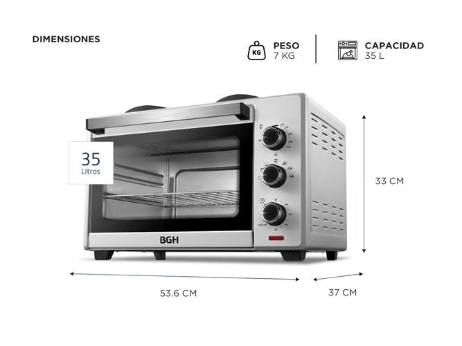  Horno Eléctrico BGH 35 Litros BHE35S22 Silver Outlet - 4
