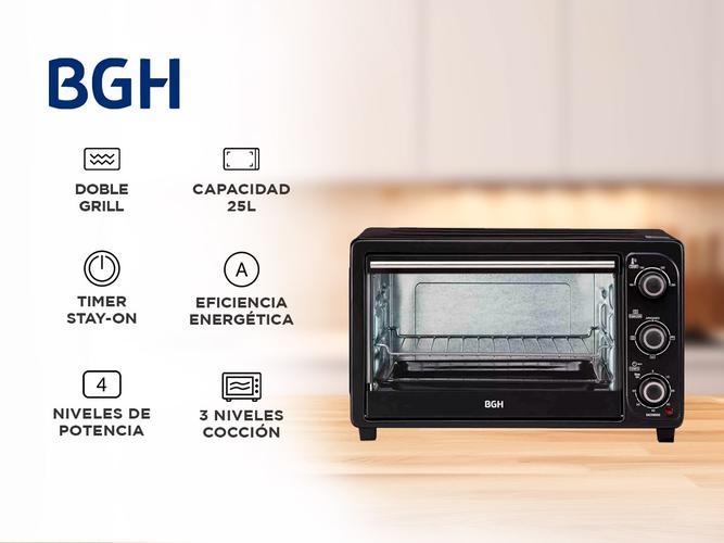 Horno Electrico BGH 25L Grill 1380W Timer BHE25M19N  - 1