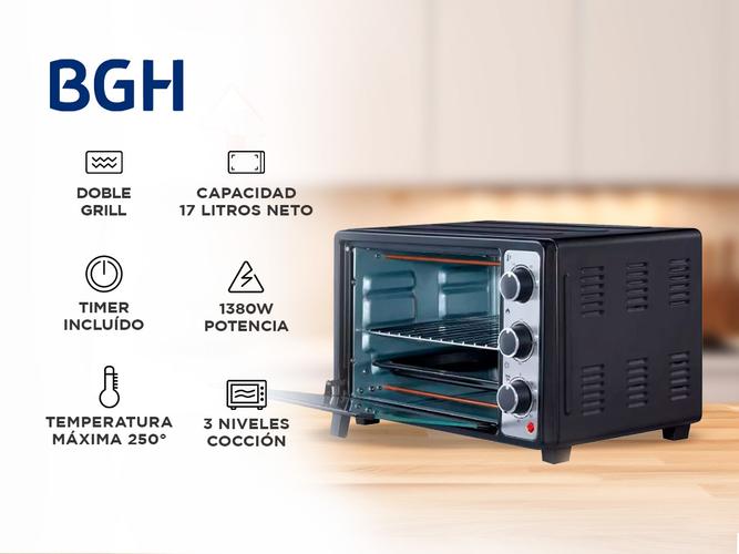 Horno Electrico BGH 25L DUO Grill Timer 1380W Negro BHE25M23N - 1