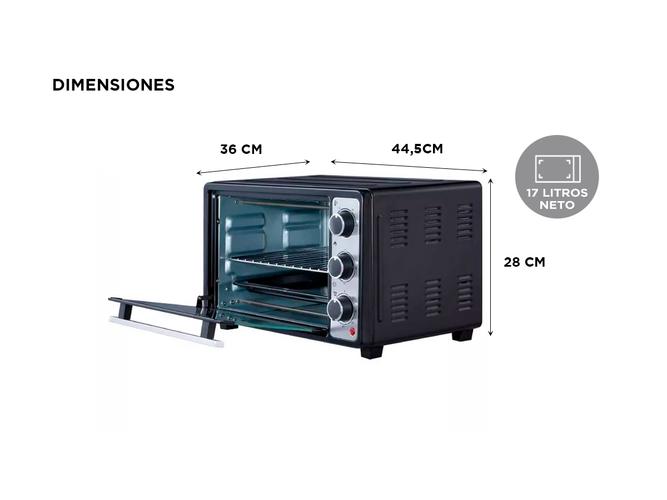 Horno Electrico BGH 25L DUO Grill Timer 1380W Negro BHE25M23N - 4