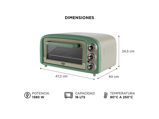 Horno Electrico Atma Grill Vintage 16Lts 1380W HG2019VN - 4