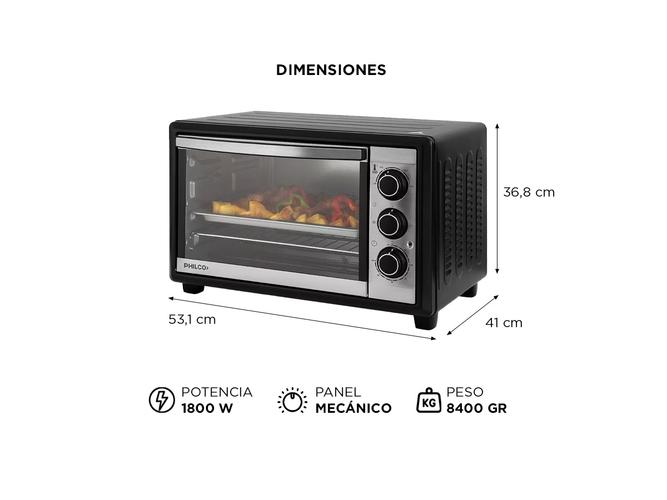 Horno Electrico Philco grill 1800w 40 Lts 250° Hgp4022pi  - 4