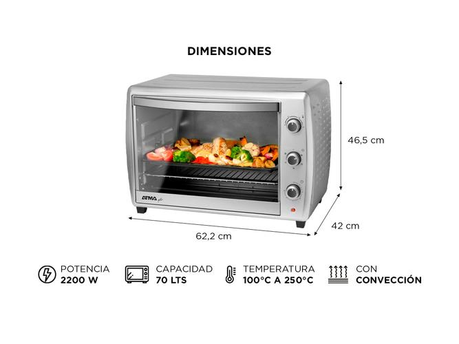 Horno Electrico Atma Grill 70 lts Timer 2200w 250° HG7022P - 4