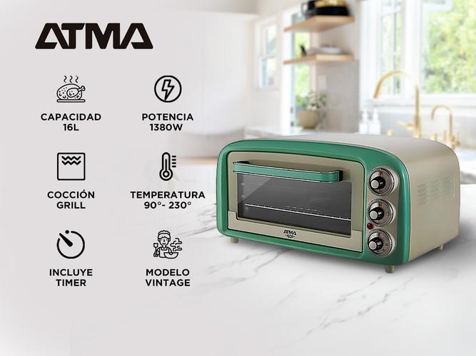 Horno Electrico Atma Grill Vintage 1380w Timer HG1622VP - 1