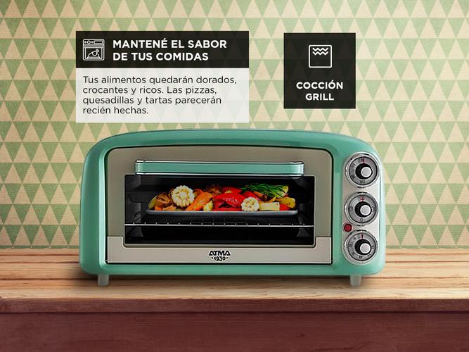 Horno Electrico Atma Grill Vintage 1380w Timer HG1622VP - 2