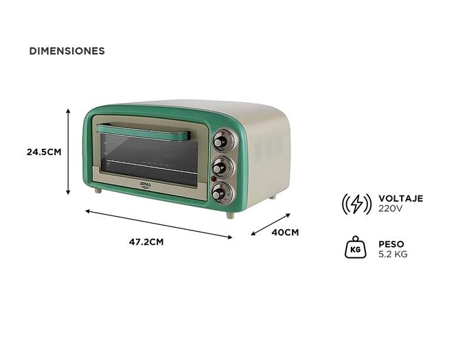 Horno Electrico Atma Grill Vintage 1380w Timer HG1622VP - 4