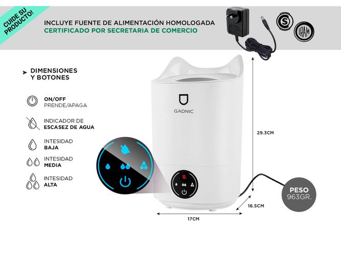 Humidificador Ultrasónico Gadnic K6 Vaporizador De Ambiente Ultrasonico - 5