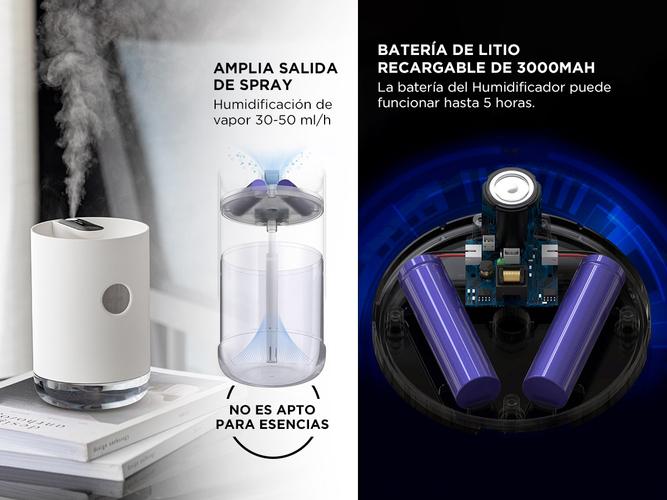 Humidificador 1 L Ultrasonico Recargable Led - 4
