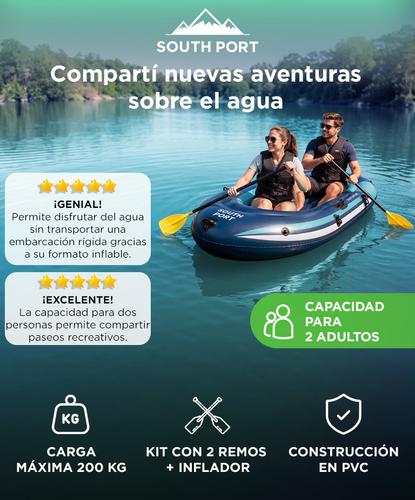 Bote Inflable South Port By Gadnic PVC Con Remos + Inflador Manual Para 2 Personas  - 1