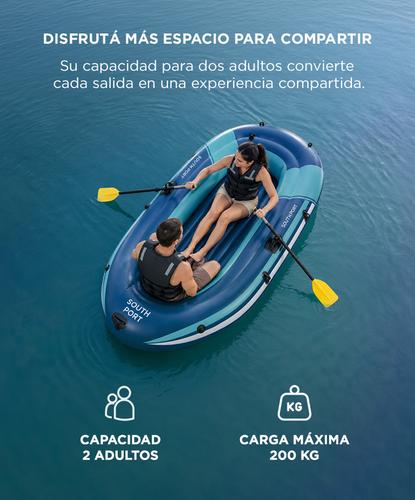 Bote Inflable South Port By Gadnic PVC Con Remos + Inflador Manual Para 2 Personas  - 2