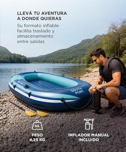 Bote Inflable South Port By Gadnic PVC Con Remos + Inflador Manual Para 2 Personas  - 3