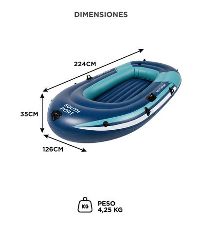 Bote Inflable South Port By Gadnic PVC Con Remos + Inflador Manual Para 2 Personas  - 5