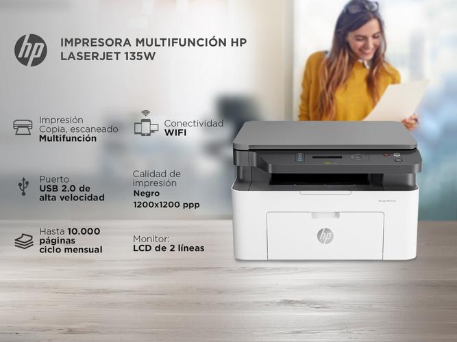 Impresora HP M135W Láser Multifunción WiFi Imprime - Copia - Escanea - 1