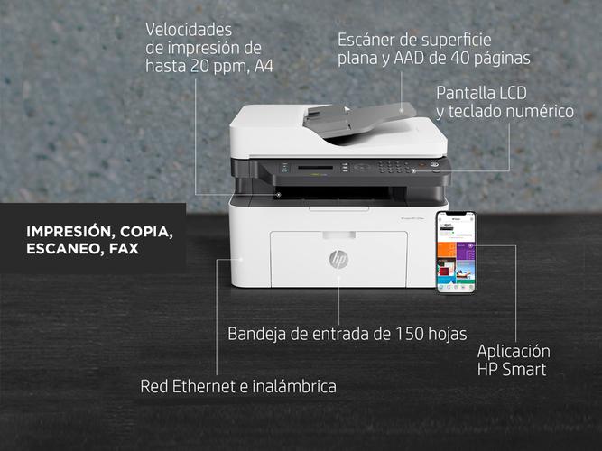 Impresora HP Laser Jet M137FNW Multifunción WiFi Monocromática - 3