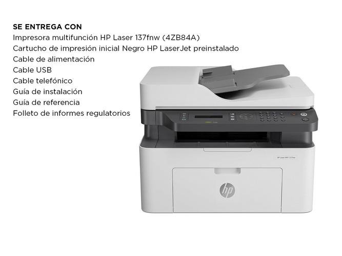 Impresora HP Laser Jet M137FNW Multifunción WiFi Monocromática - 6