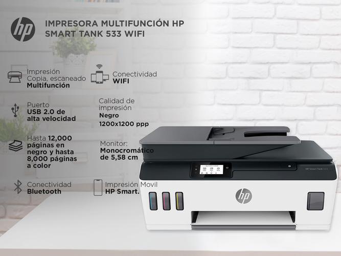 Impresora HP Smart Tank 533 Multifunción Sistema Continuo WiFi Bluetooth - 1