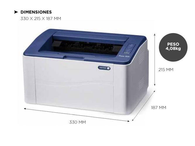 Impresora Láser Xerox Phaser 3020 WiFi Doble Faz Manual Outlet - 3