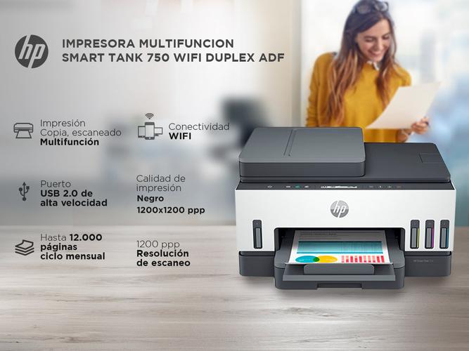 Impresora Multifuncion Hp Smart Tank 750 Wifi Duplex Adf  - 1