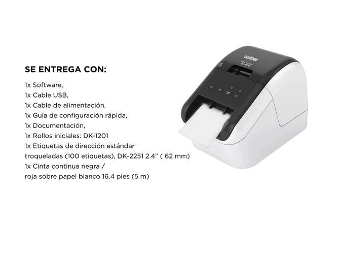 Impresora Brother QL800 Etiquetas Codigos de Barras Profesional Alta Velocidad + Rollo - 5