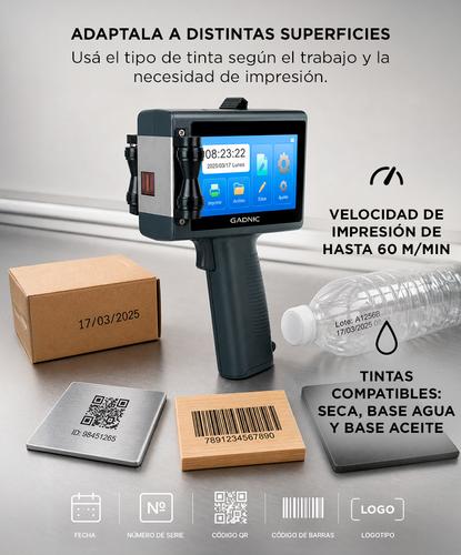 Impresora De Inyección De Tinta Portátil Gadnic Pantalla Táctil Fechas QR Código De Barras - 4