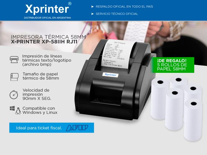 Impresora Térmica X-Printer XP-58IIH USB 58mm Alta Velocidad Impresión 90mm/s - 1