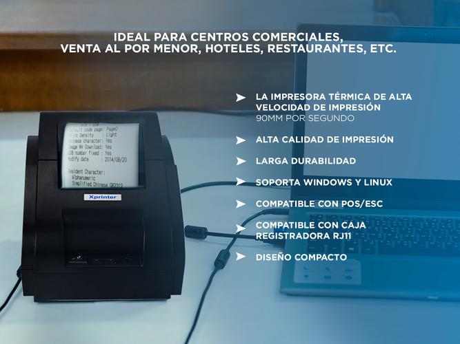 Impresora Térmica X-Printer XP-58IIH USB 58mm Alta Velocidad Impresión 90mm/s - 2