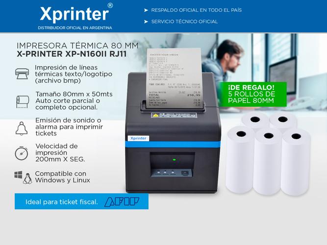 Impresora Térmica X-Printer XP-N160II USB 80mm Alta Velocidad Impresión 200mm/s - 1