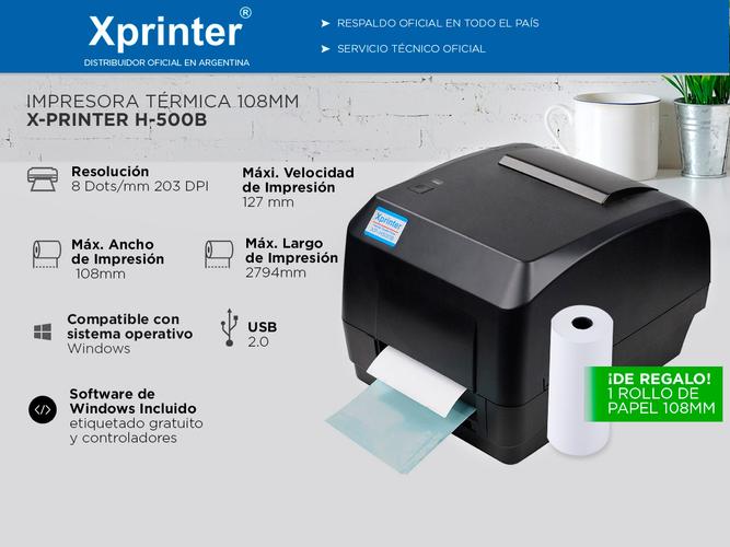 Impresora Termica X-Printer H-500B 108mm Etiqueta Codigo Barra Usado - 1