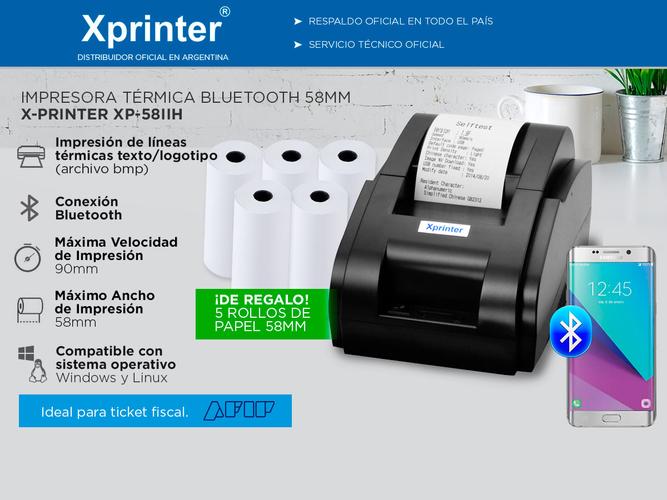 Impresora Térmica X-Printer XP-58IIH Bluetooth 58mm Alta Velocidad Impresión 90mm/s - 1