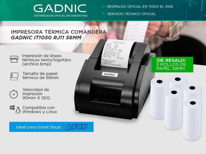 Impresora Térmica Comandera Gadnic IT1050 RJ11 58mm IT1050 RJ11 - 1