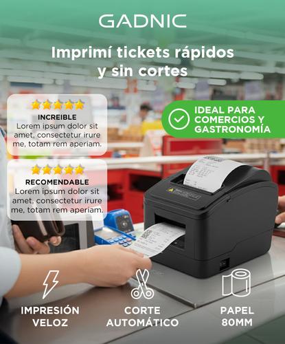 Impresora Térmica Gadnic Tp-450s Comandera 80mm Tickets Facturas Silenciosa  - 1