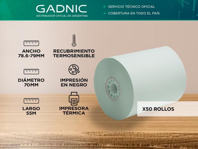 Rollos de Papel para Impresoras Termicas Gadnic x50 unidades - 1