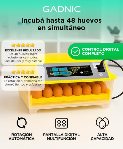 Incubadora de Huevos Automática Gadnic con Control Digital 48 Huevos  - 1