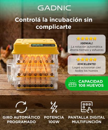 Incubadora de Huevos Automatica Gadnic Capacidad 108 Huevos Expandible Ovoscopio Giro Automático - 1