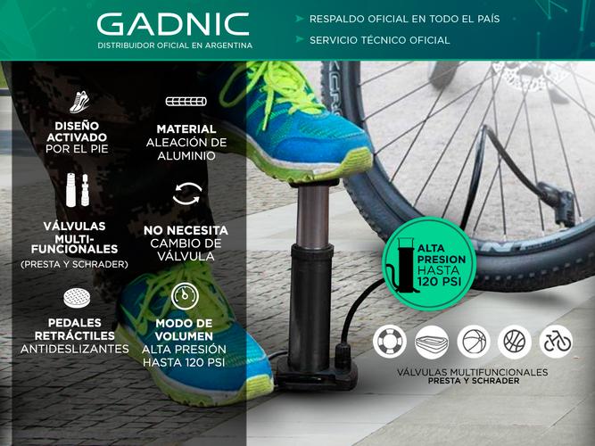 Mini Inflador Bicicleta Portatil Gadnic Con Pie y Valvula Universal  - 1