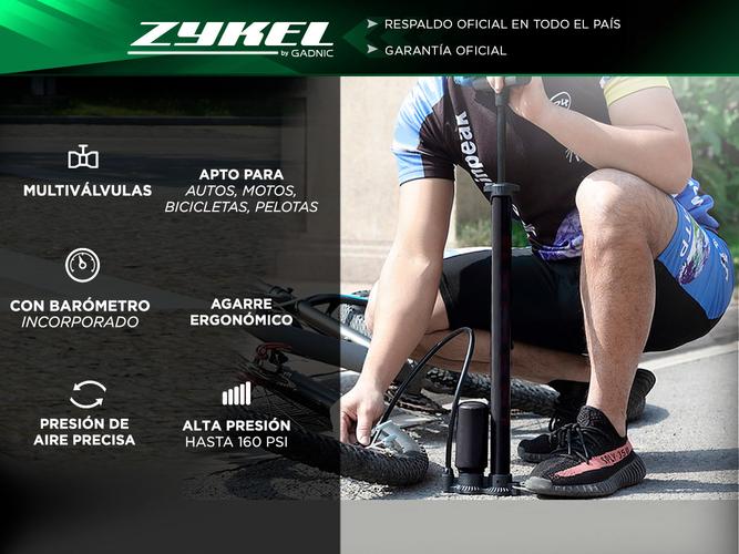 Inflador De Pie Para Bicicleta Gadnic IF6 Con Barómetro 160PSI - 1
