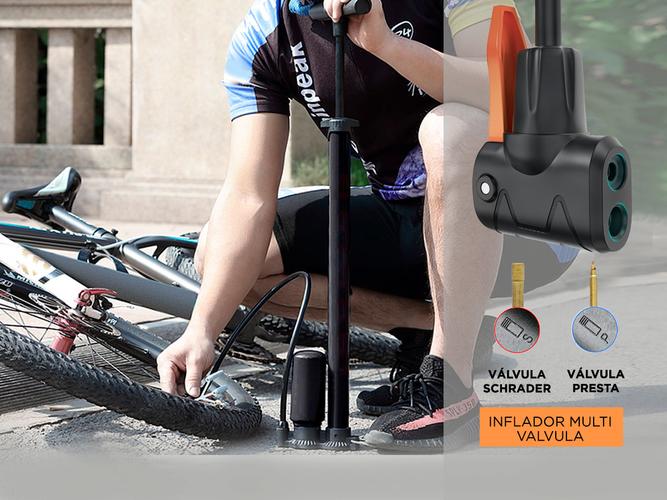 Inflador De Pie Para Bicicleta Gadnic IF6 Con Barómetro 160PSI - 3