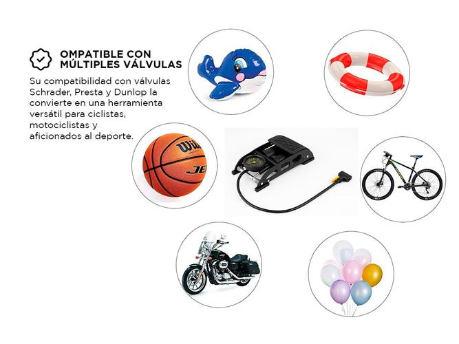 Inflador De Pie Gadnic Bomba De Aire Universal De Bicicleta  - 3