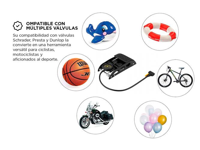 Inflador De Pie Gadnic Bomba De Aire Universal De Bicicleta  - 3