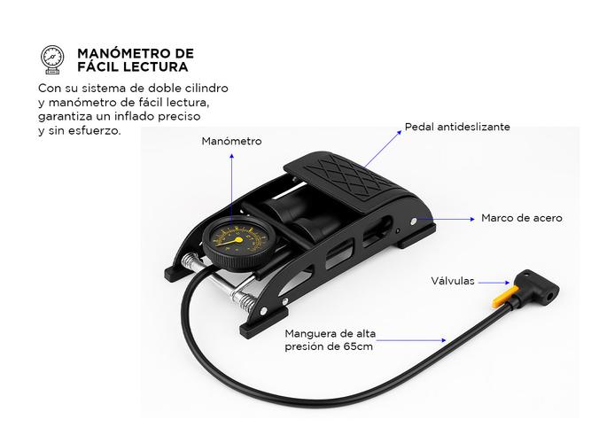 Inflador De Pie Gadnic Bomba De Aire Universal De Bicicleta  - 4
