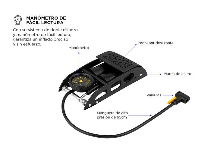 Inflador De Pie Gadnic Bomba De Aire Universal De Bicicleta  - 4