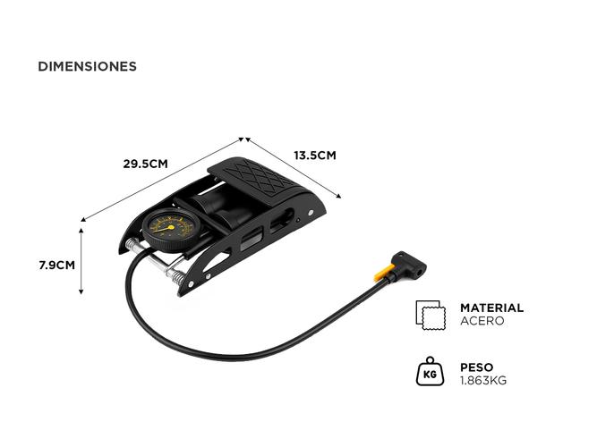 Inflador De Pie Gadnic Bomba De Aire Universal De Bicicleta  - 5