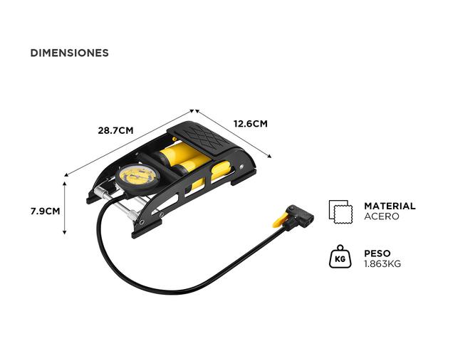 Inflador De Pie Gadnic Bomba De Aire Universal De Bicicleta  - 5