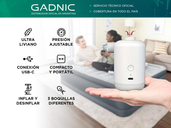 Inflador Portátil Eléctrico Gadnic AIRPUMP13 Ajustable USB - 1