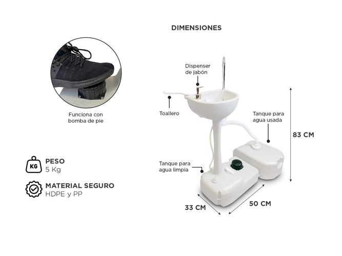 Pileta Lavatorio Portátil Gadnic ASP200 Lavadero Agua  - 3