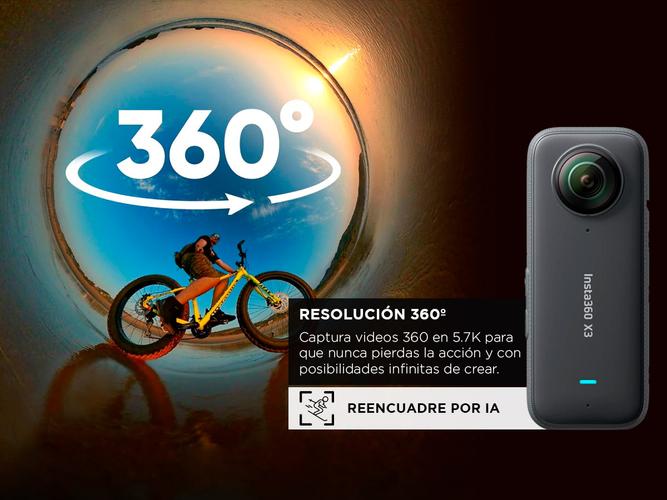 Cámara de Video Insta360 X3 57K negra sumergible - 3