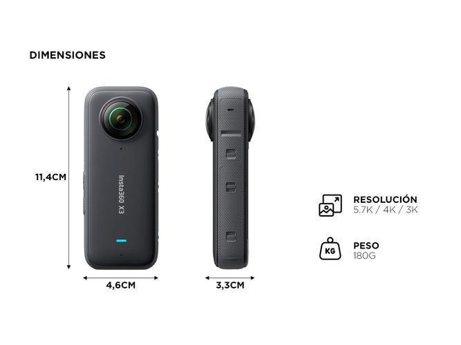 Cámara de Video Insta360 X3 57K negra sumergible - 5